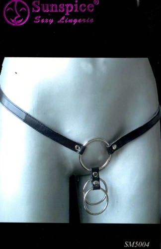 Сбруя на фаллос и мошонку из 3 колец на поясе