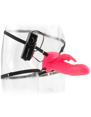 Поясной пустотелый со стимуляцией клитора + маска «Wolderful Wabbit Hollow Strap-On»