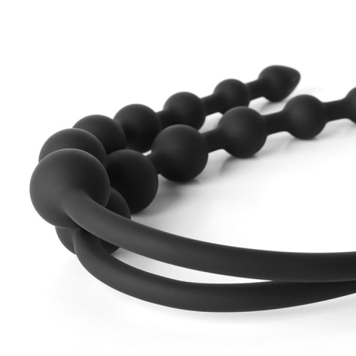 Анальные бусы для двоих с эрекционным кольцом