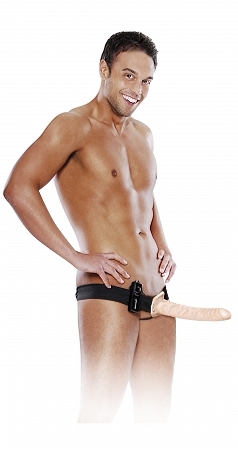 10" Поясной пустотелый с вибрацией телесный «10" Vibration Hollow Strap-On »