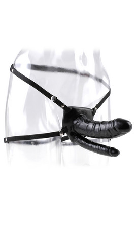 Двойной пустотелый поясной черный «6- Double Penetrator Hollow Strap-On» Fetish