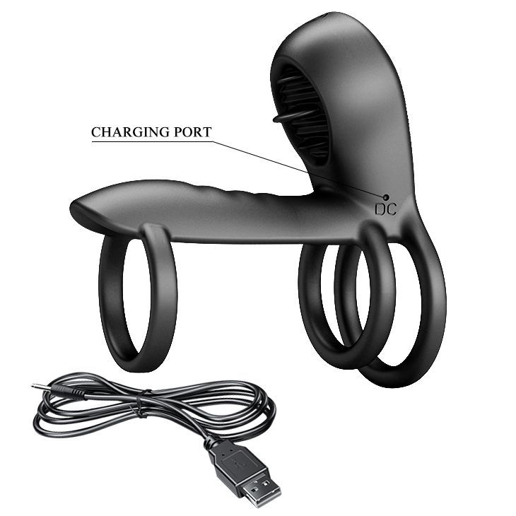 Насадка с эрекционными кольцами и со стимулятором клитора Jammy