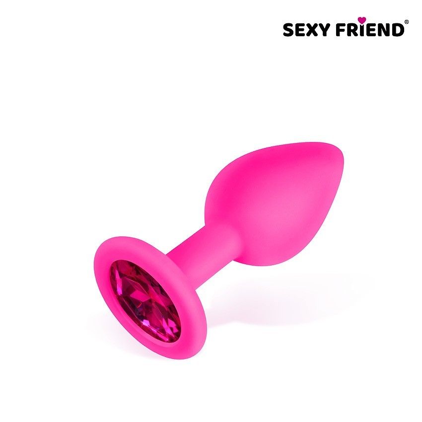 Анальная втулка со стразом Sexy friend цвет кристалла алый