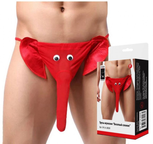 Трусы мужские "Веселый слоник" красные