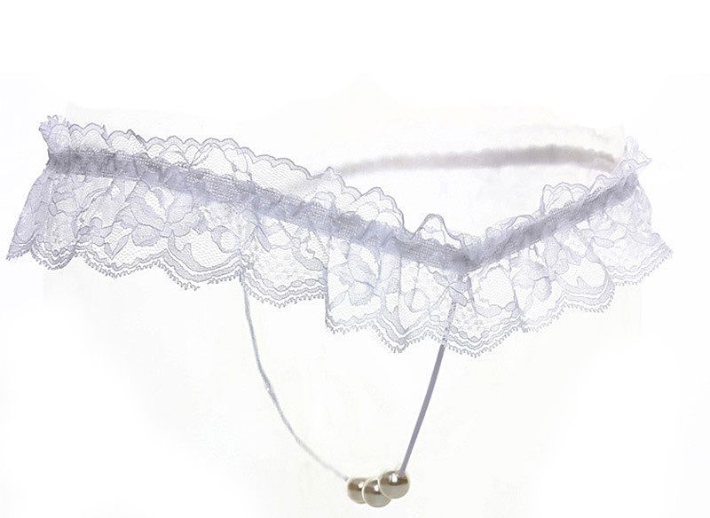 Трусики  с бусами "Sexy white"