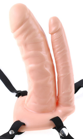 Двойной пустотелый поясной телесный «6- Double Penetrator Hollow Strap-On» c вибрацией