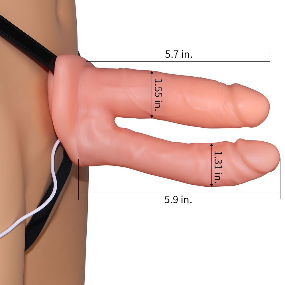 Поясной страпон двойной Vibrating Unisex Hollow Penetrator 6. Полый для вагинального проникновения и плотный для анального.