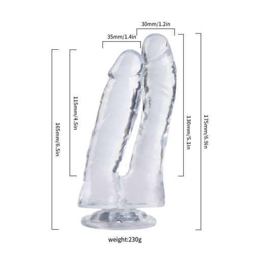 Фалломитатор гелиевый «Подлинный шедевр» для двойного проникновения на присоске