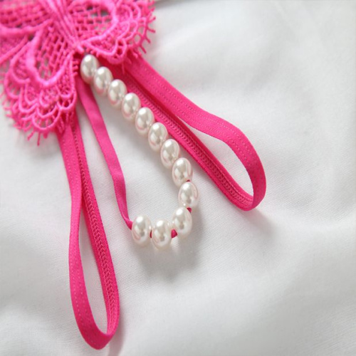 Трусики Бабочка с доступом и бусами "Butterfly Panties Crimson" малиновые