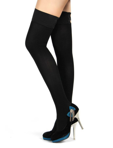 Чулки чёрные "Чувственное Притяжение" с бантом