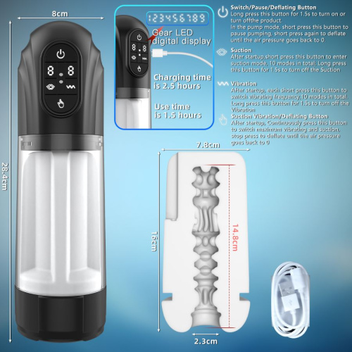 Мужской мастурбатор  водонепроницаемый, перезаряжаемый, с ЖК-дисплеем, с эффектом сосания тренажер