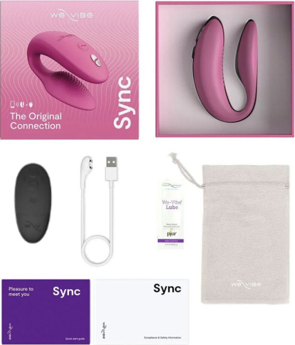 Вибратор для пар We-Vibe Sync 2 розовый, в комплекте батарейка для пульта