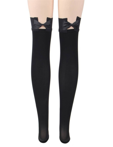 Чулки чёрные "Чувственное Притяжение" с бантом